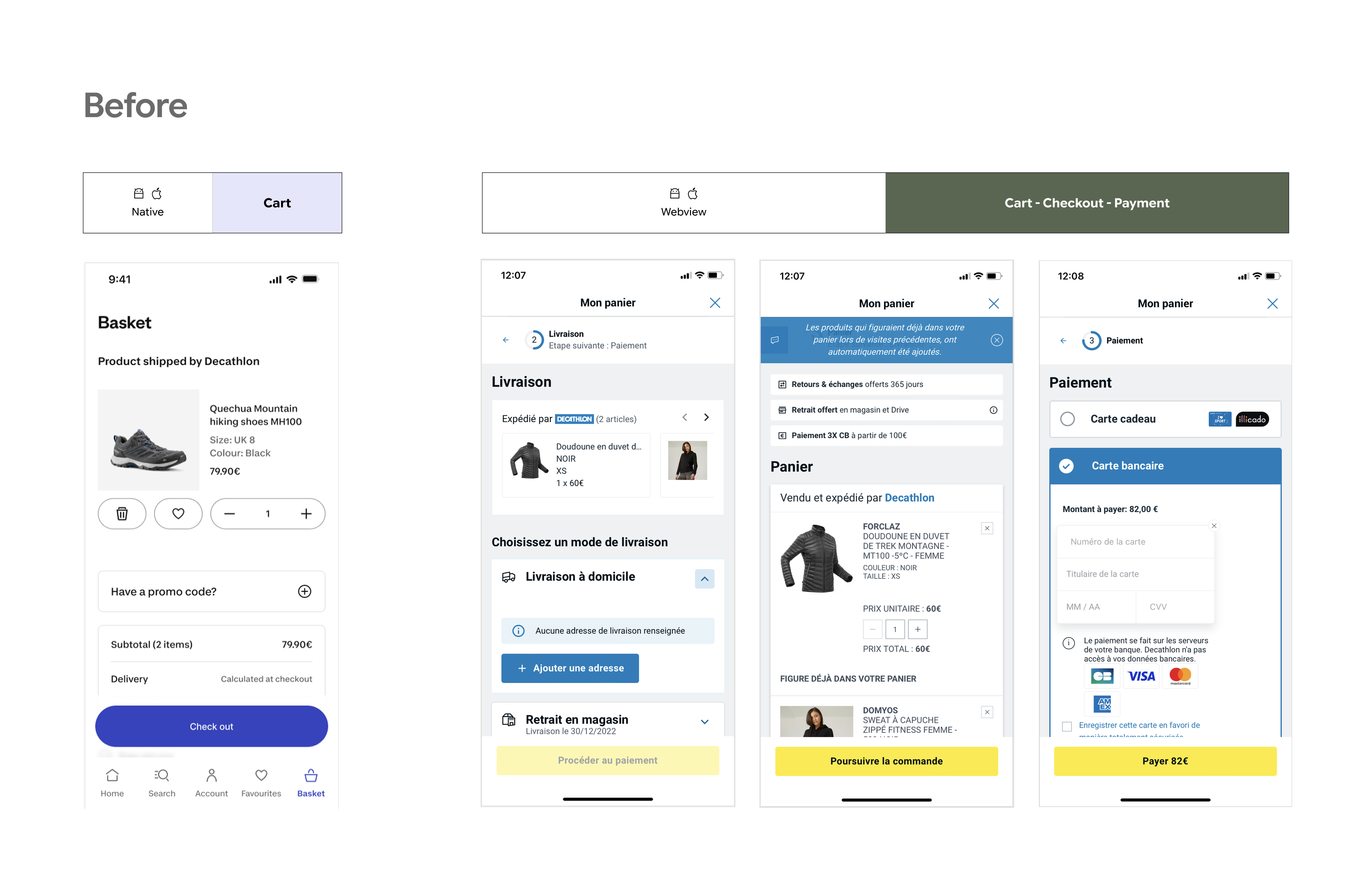 Preview of experience difference between webview and rest of the App